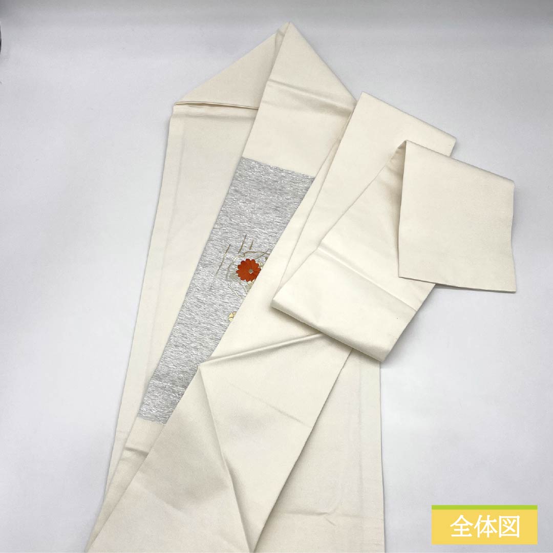 名古屋帯 正絹 Aランク 乳白色(にゅうはくしょく) 刺繍 古典柄 帯丈363cm ポイント柄 セミフォーマル 白系 1124011383311 名古屋仕立て