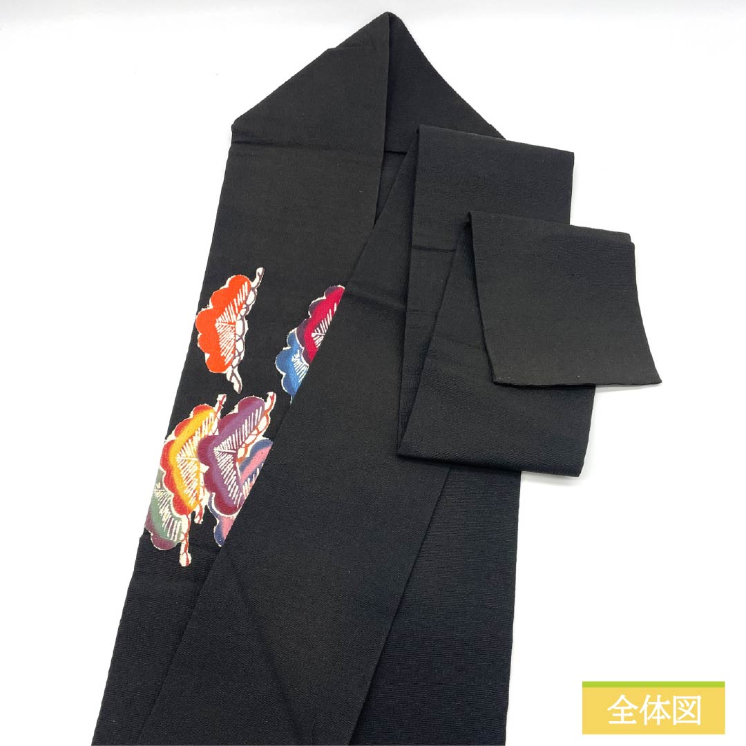 名古屋帯 正絹 Aランク 黒色 型染 松 古典柄 帯丈356cm ポイント柄 カジュアル 黒系 1124011103310 名古屋仕立て