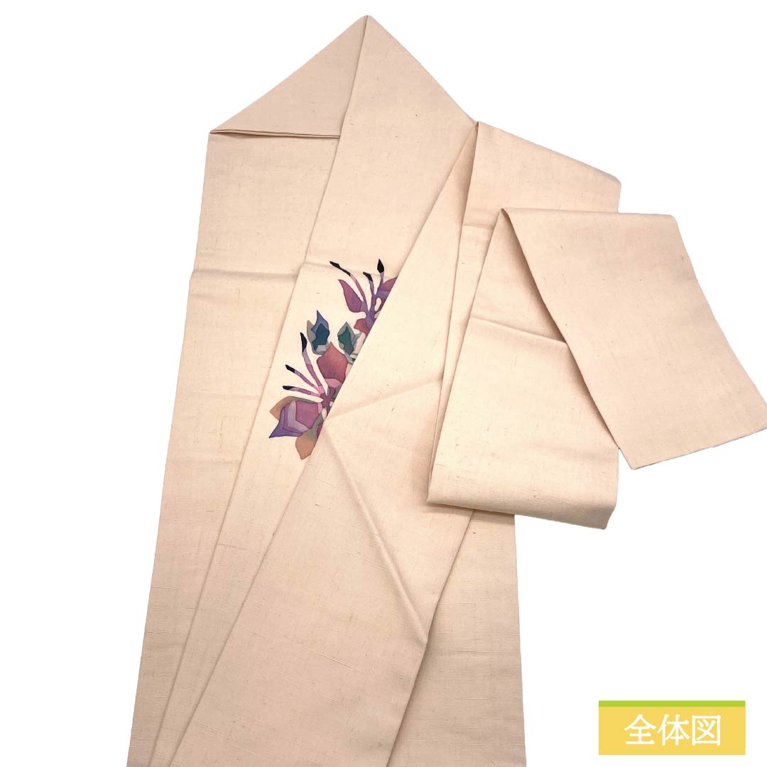 Nagoya Obi Silk S Rank Nagoya Tailored Light Pinkish Brown Batik Abstract Floral Pattern Artist Piece Obi Length 395cm Partial Pattern Casual Pink System 1124011712413