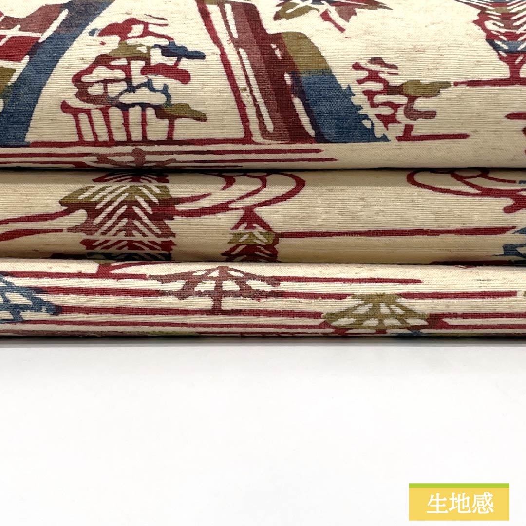 Nagoya obi, genuine silk, A rank, cream (neri-iro), plant-dyed, landscape painting, obi length 351cm, point pattern, casual, beige family, 1124011113325, Nagoya tailoring