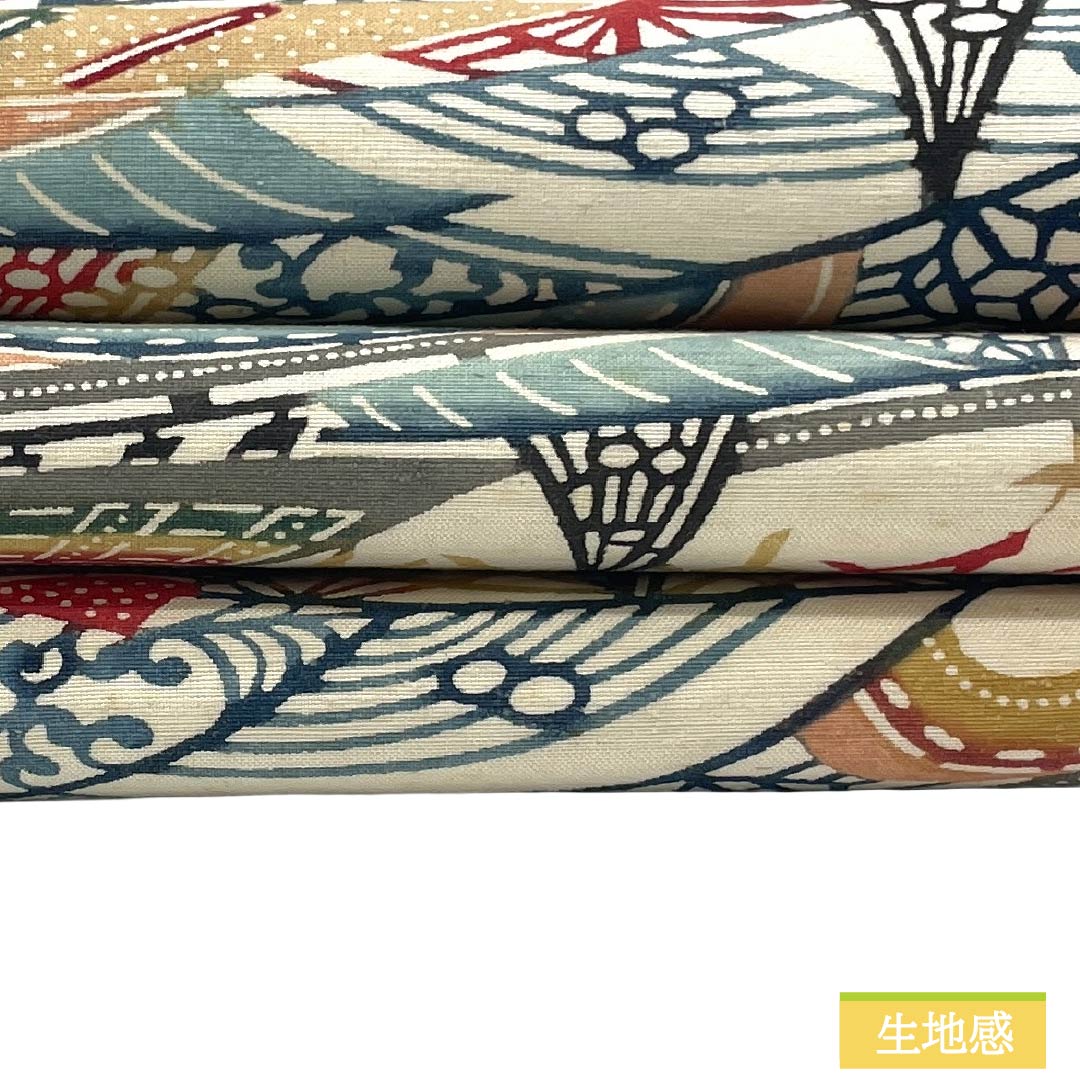 名古屋帯 正絹 Aランク 名古屋仕立て 白色(しろいろ) 型染 砧青磁色(きぬたせいじいろ) 風景柄 帯丈333cm 六通 カジュアル 白系 1124012223311