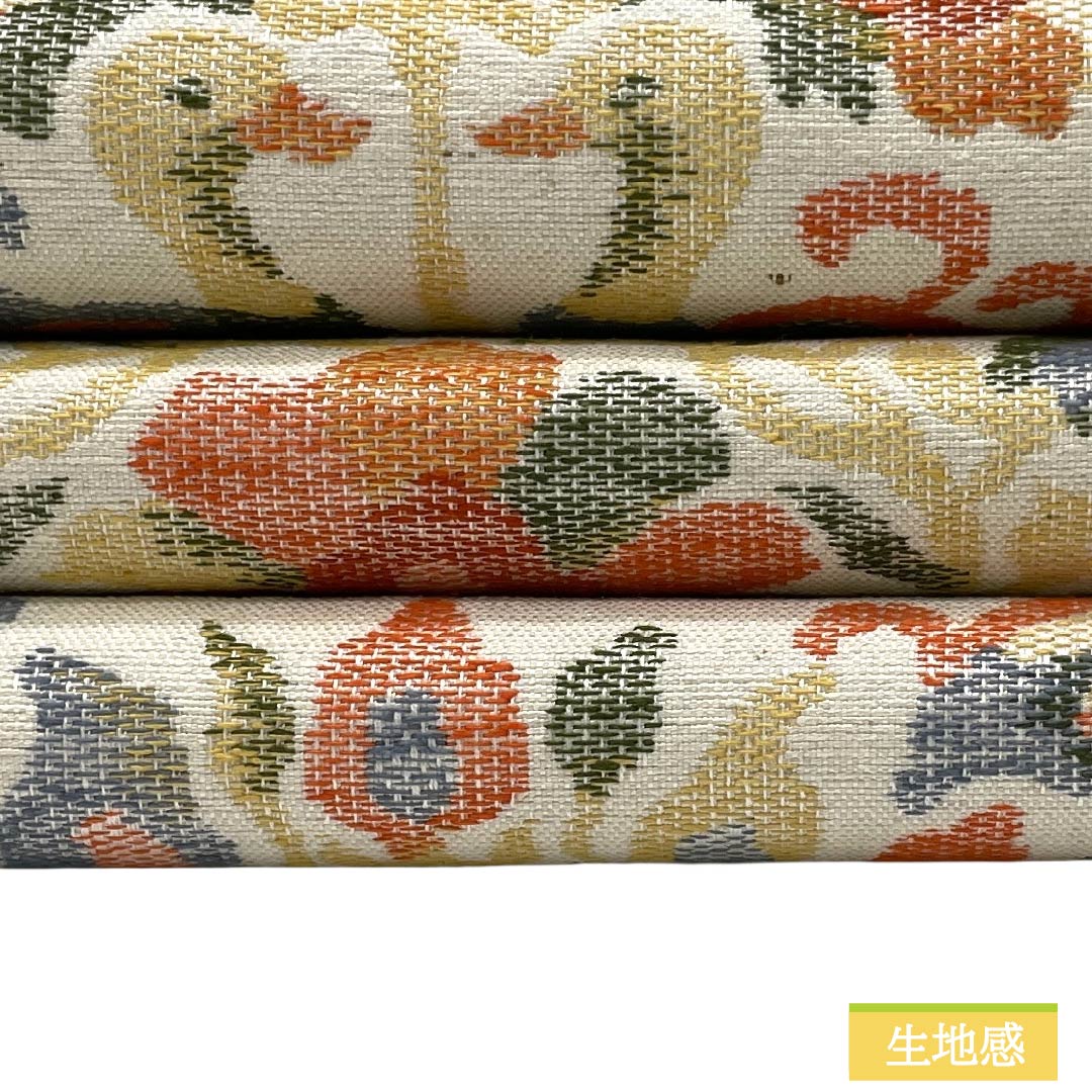 名古屋帯 正絹 Sランク 松葉仕立て 白百合色(しらゆりいろ) 更紗模様 帯丈350cm 六通 カジュアル クリーム系 1124012492315