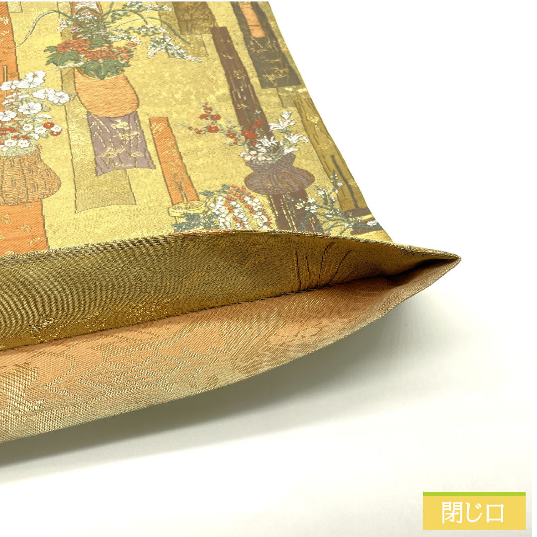 袋帯 正絹 Sランク 二図全通 リバーシブル 花百趣 正倉院文様 帯丈464cm 全通 フォーマル 金系 1123016422421