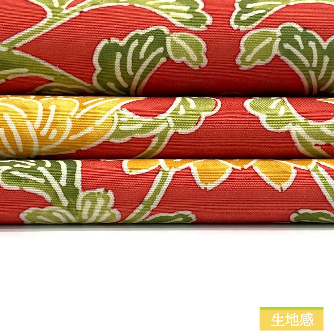 Nagoya Obi, Pure Silk, Rank A, Akabeni-iro (Crimson Red), Kyo-Bingata, Floral Pattern, Obi Length 346cm, Zentsu, Casual, Red Tones, 1124011163312, Nagoya Tailored
