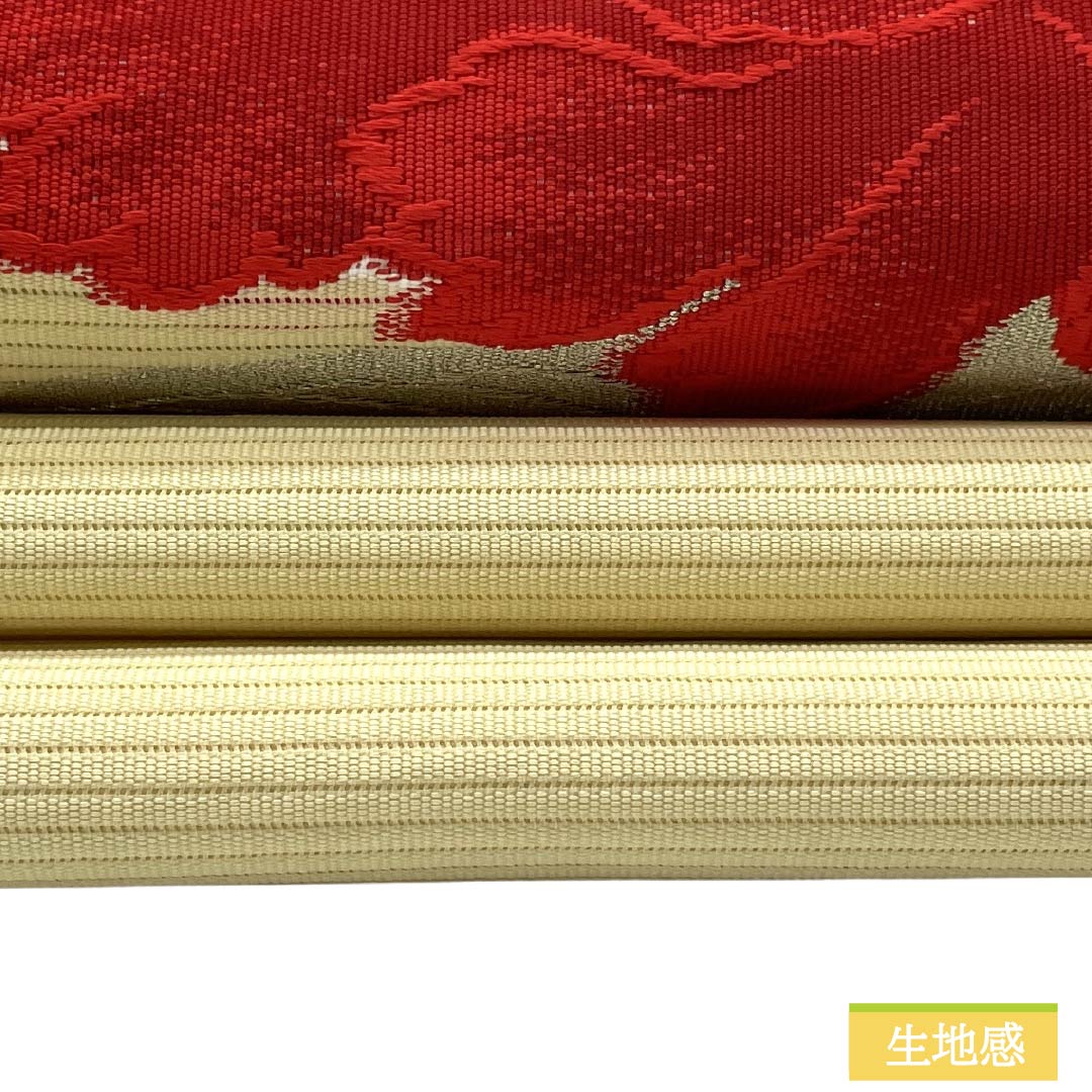 名古屋帯 正絹 Aランク 名古屋仕立て 淡黄色(たんこうしょく) 夏帯 花柄 帯丈353cm ポイント柄 セミフォーマル 黄系 1124013043315