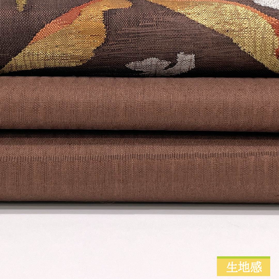 Nagoya obi, genuine silk, Rank A, rust color, abstract pattern, obi length 371cm, partial pattern, casual, brown tones, 1124011343314, Matsuba-style tailoring