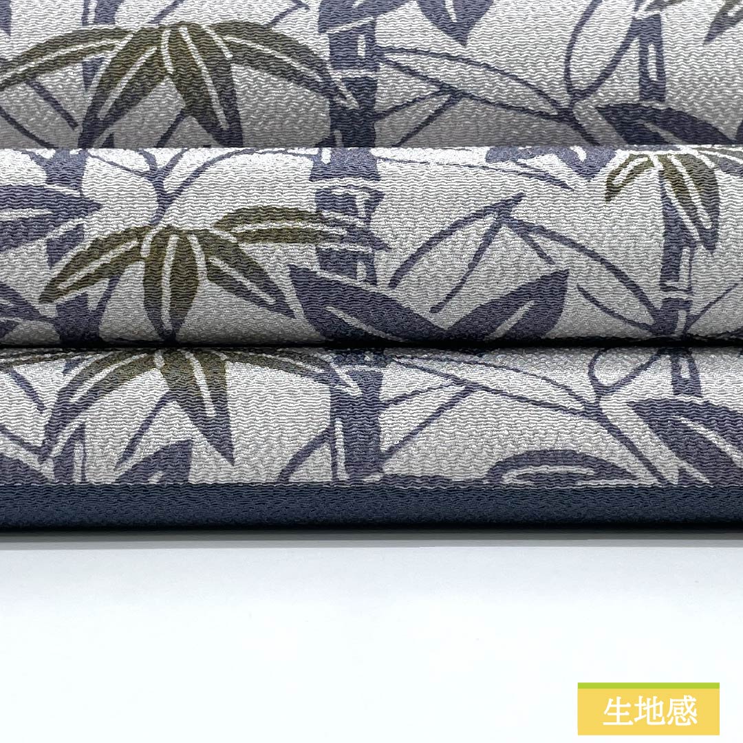 Nagoya obi, genuine silk, A rank, steel color, stencil-dyed, Echigo stencil dyeing, bamboo pattern, length 388cm, partial pattern, casual, gray tones, 1124011173422, open-ended construction