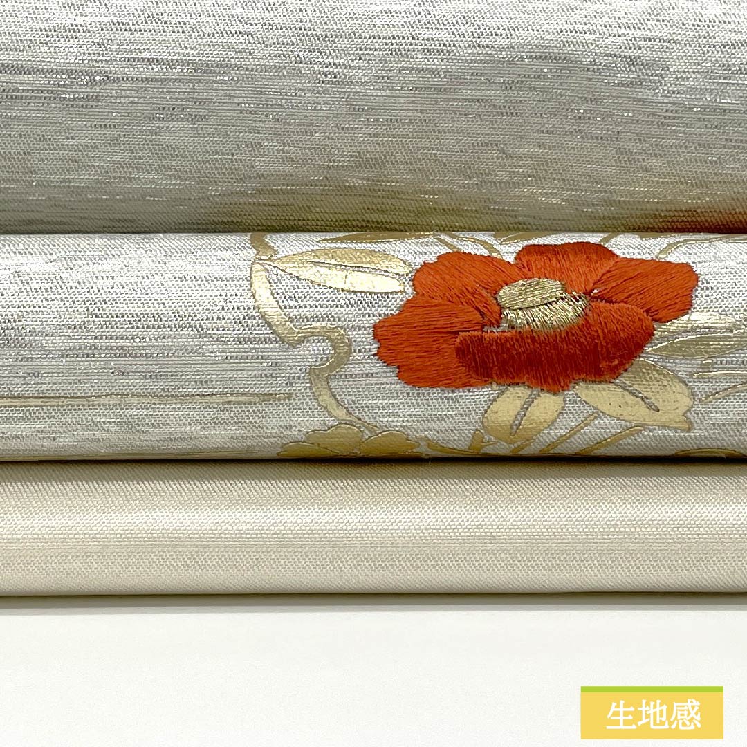 名古屋帯 正絹 Aランク 乳白色(にゅうはくしょく) 刺繍 古典柄 帯丈363cm ポイント柄 セミフォーマル 白系 1124011383311 名古屋仕立て