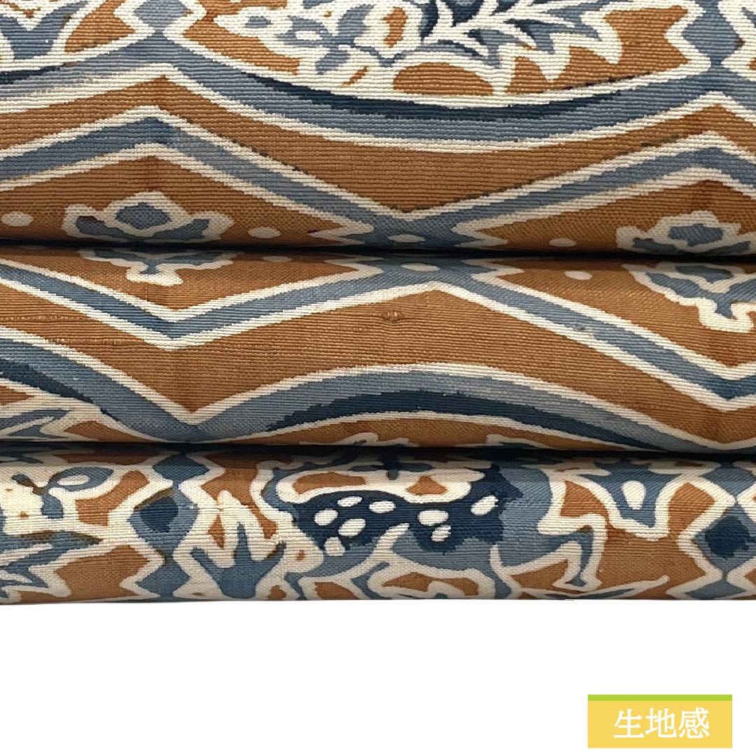 Nagoya obi, genuine silk, S rank, Nagoya-style tailoring, dyed obi, pongee fabric, stencil-dyed sarasa pattern, obi length 338cm, full pattern, casual, brown, 1124011952314