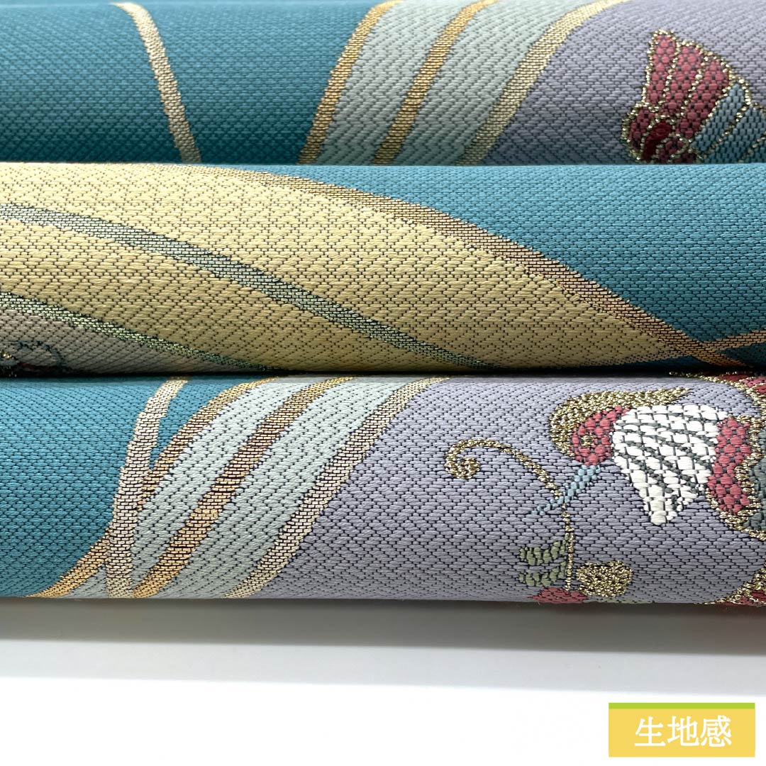 Fukuro Obi (Bag) - Pure Silk, Light Blue, Nishijin Weave, Senshoan, Phoenix, Length 434cm, A Rank, Six-way, Semi-formal, Light Blue, 1123012733324
