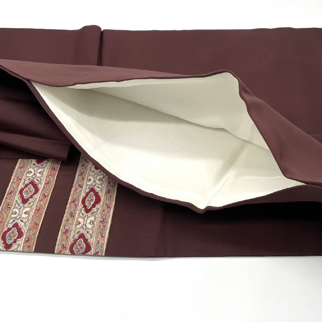 Nagoya obi, genuine silk, Rank A, Nagoya tailoring, Kurokoubai (dark plum) dyed obi, Shioze, Sarasa, Obi length 379cm, point pattern, semi-formal, brown family, 1124012073314