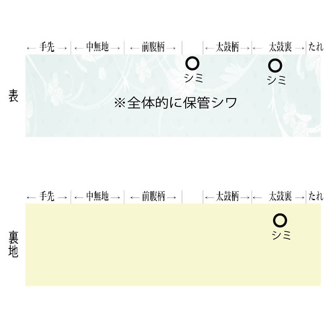 Nagoya obi, genuine silk, A rank, bellflower color (kikyō-iro), dyed obi, shioze, landscape pattern, obi length 361cm, focal pattern, semi-formal, blue tones, 1124011463317, Nagoya-style tailoring