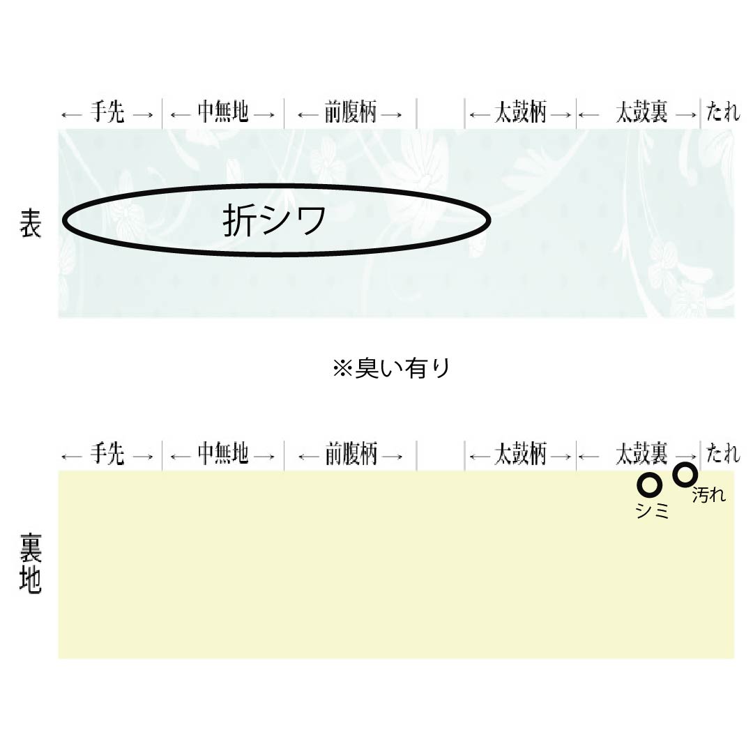 名古屋帯 正絹 Aランク 松葉仕立て 乳白色(にゅうはくしょく) 抽象植物模様 夏帯 長尺 帯丈380cm ポイント柄 セミフォーマル 白系 1124013133411