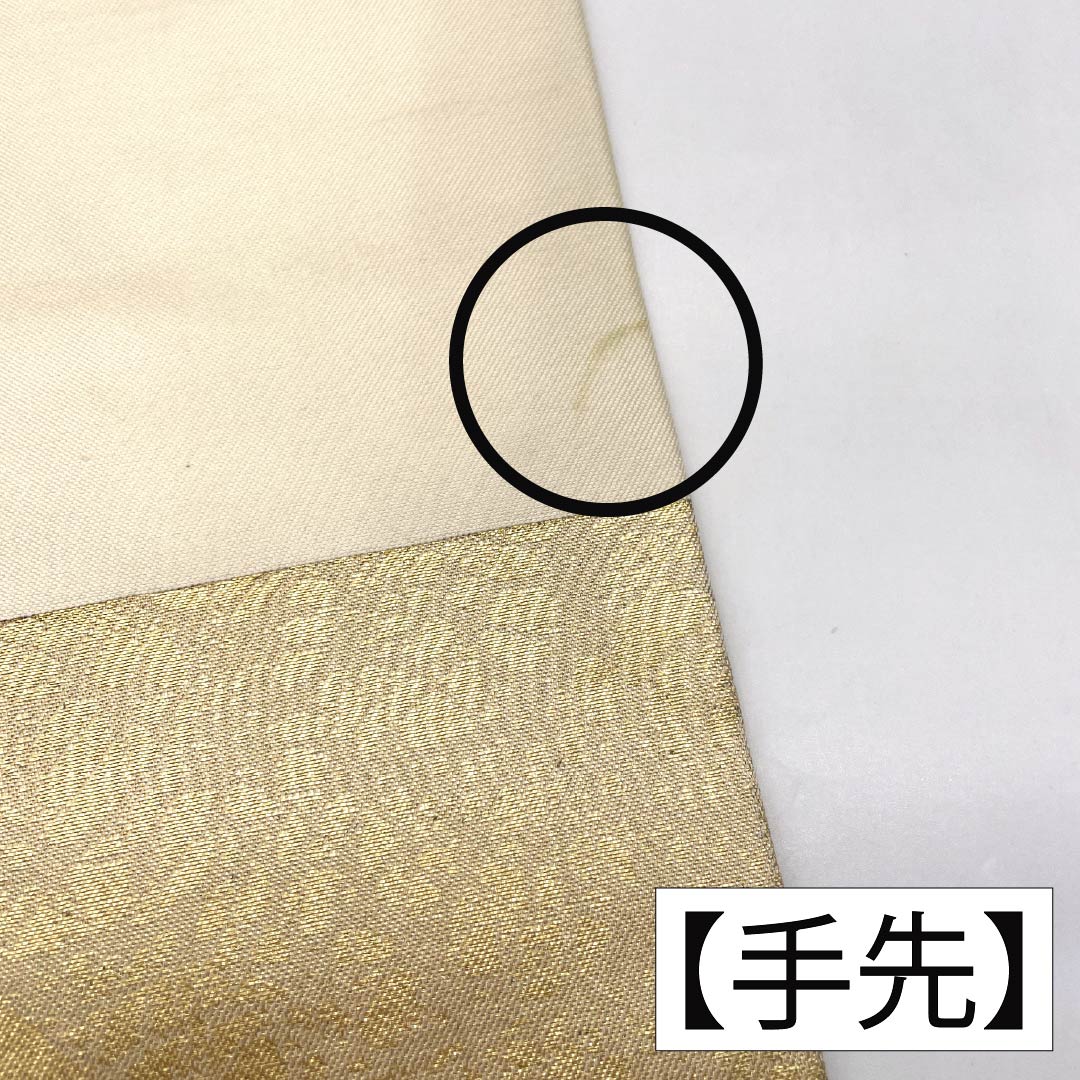 名古屋帯 正絹 Aランク 名古屋仕立て 金色(きんいろ) 古典柄 紐 ライン 帯丈355cm ポイント柄 セミフォーマル 金系 1124012723321