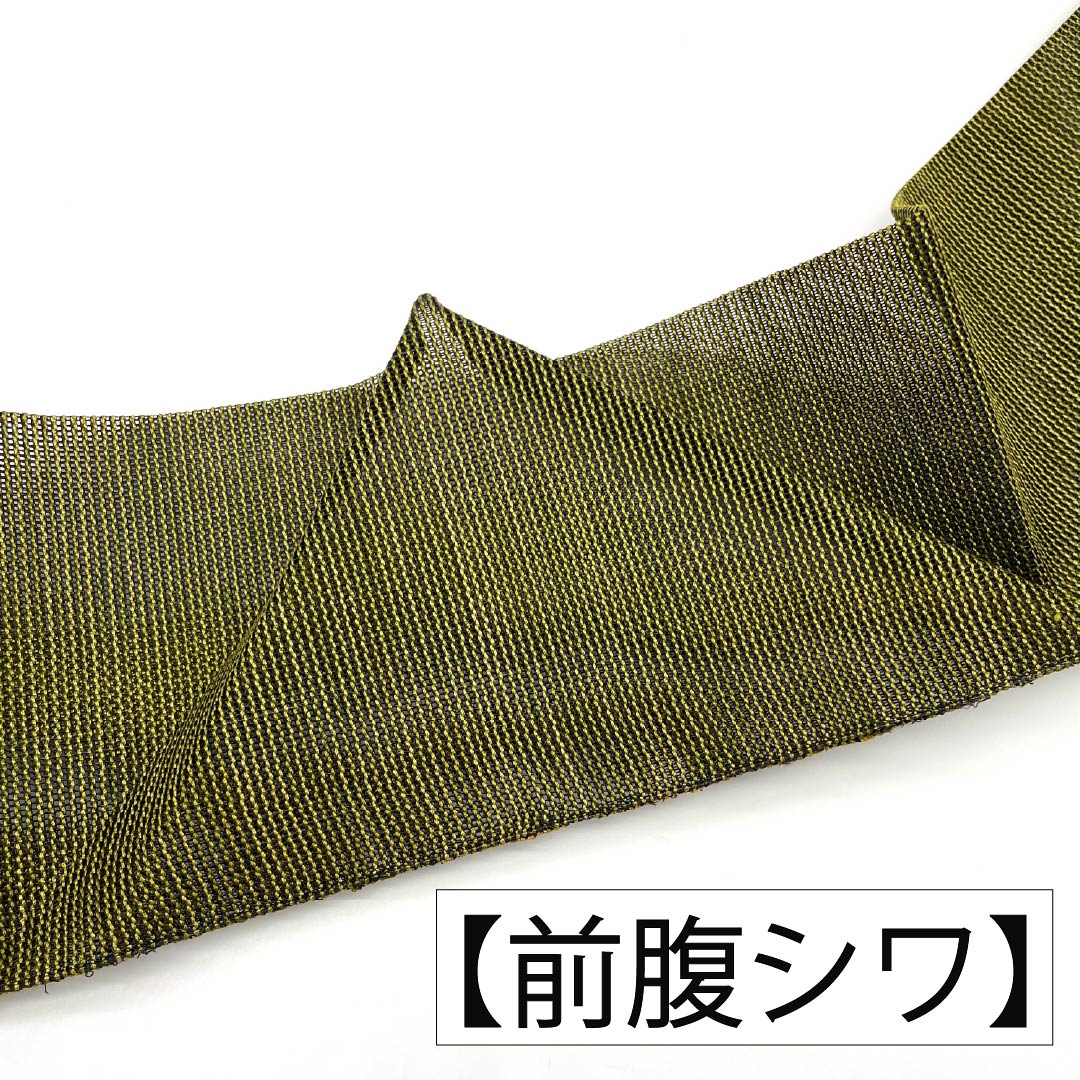 名古屋帯 正絹 Aランク 名古屋仕立て 青白橡色(あおしろつるばみいろ) 夏帯 山路文 ジグザグ 帯丈370cm 六通 カジュアル 緑系 1124012833319