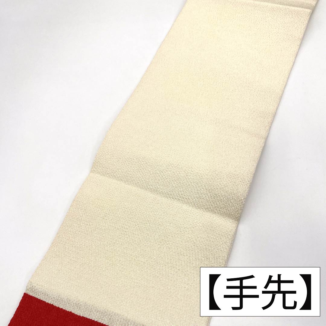 名古屋帯 正絹 Aランク 名古屋仕立て 乳白色(にゅうはくしょく) 京紅型 古典柄 ちりめん地 帯丈350cm ポイント柄 カジュアル 白系 1124012113311