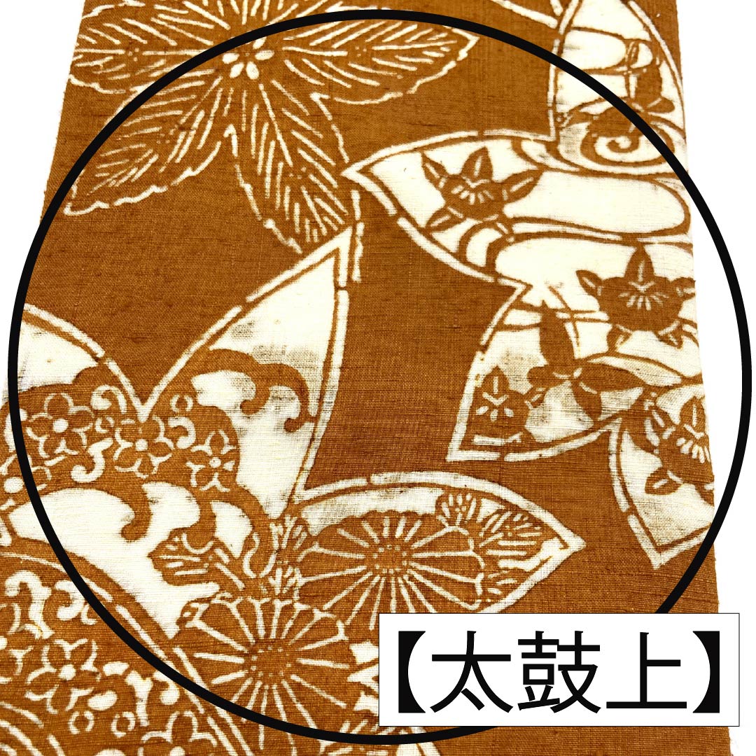 Nagoya Obi, Pure Silk, Rank B, Persimmon Brown, Stenciled Dyeing, Traditional Craft, by Hijikata, Obi Length 368cm, Zen-tsu, Casual, Brown Tones, 1124011434314, Nagoya-style tailoring