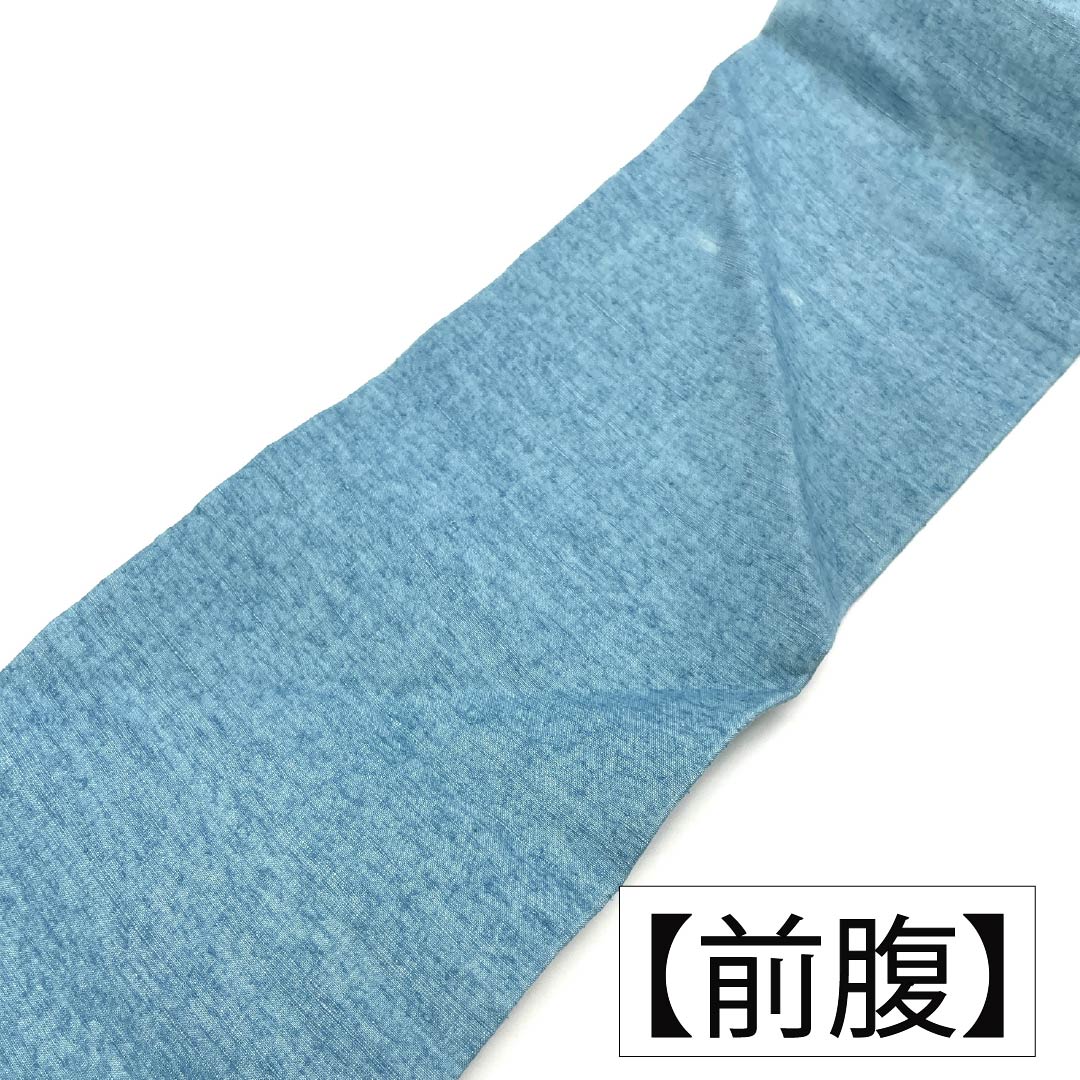 名古屋帯 正絹 Aランク 名古屋仕立て 沈香茶色(とのちゃいろ) 染め帯 オシドリ 紬地 帯丈348cm ポイント柄 カジュアル 青系 1124012203317