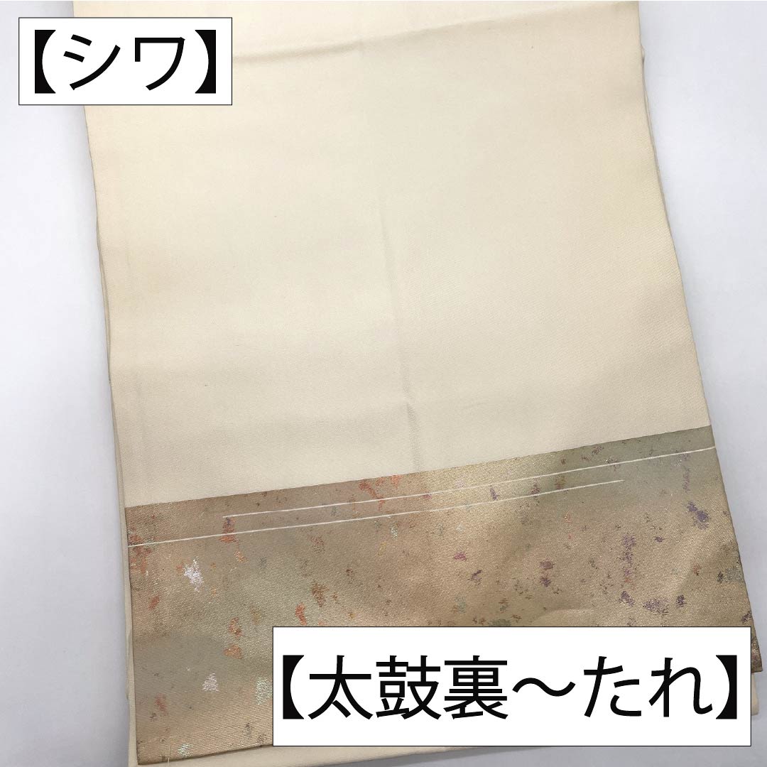 名古屋帯 正絹 Aランク 名古屋仕立て 乳白色(にゅうはくしょく) 古典柄 辻ヶ花 しつけ付き 帯丈360cm ポイント柄 セミフォーマル 白系 1124012653311