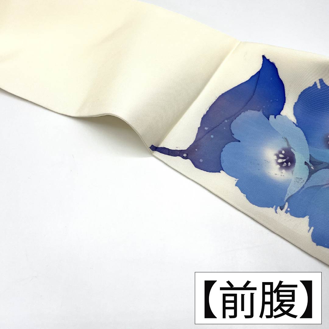 名古屋帯 正絹 Bランク 乳白色(にゅうはくしょく) 染め帯 塩瀬 洋花柄 帯丈357cm ポイント柄 セミフォーマル 白系 1124011533311 名古屋仕立て
