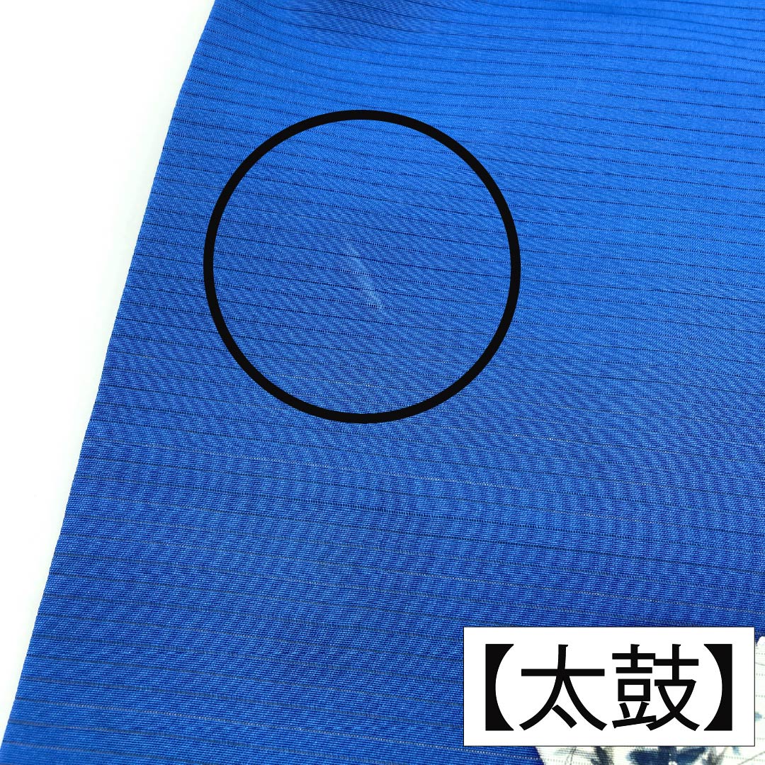 名古屋帯 正絹 Aランク 名古屋仕立て 碧瑠璃色(へきるりいろ) 夏帯 扇 花柄 帯丈362cm ポイント柄 カジュアル 青系 1124012993317