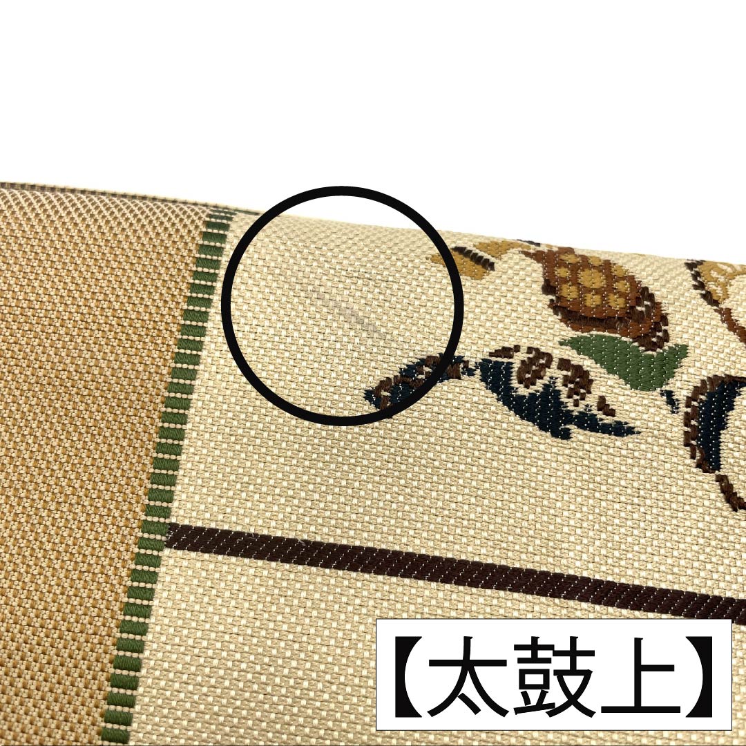 Nagoya obi, genuine silk, A rank, Nagoya tailoring, lattice, plants and botanical pattern, obi length 374cm, Rokutsu (pattern on six panels), casual, beige color, 1124011943325