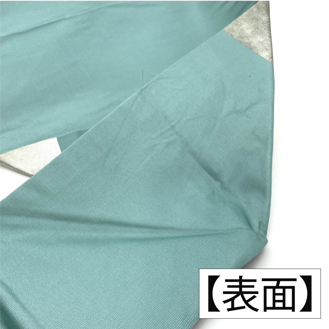 Nagoya obi, genuine silk, Rank A, light indigo (mizu-asagi-iro), abstract pattern, obi length 354cm, partial design, semi-formal, blue tones, 1124011273317, Nagoya tailoring