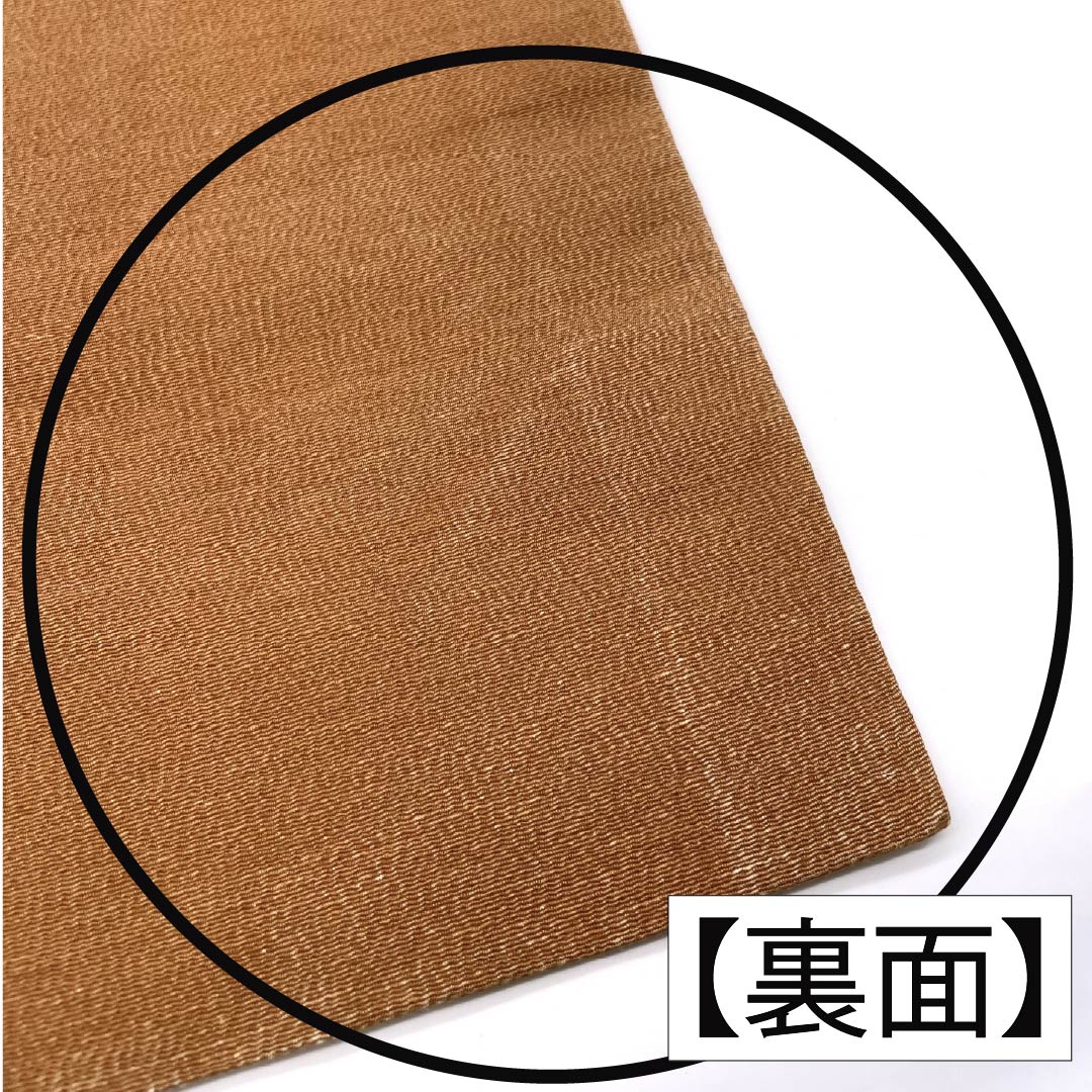 名古屋帯 正絹 Aランク 名古屋仕立て 赤白橡色(あかしろつるばみいろ) 型染 古典柄 葵 帯丈364cm 六通 カジュアル 茶系 1124012103314