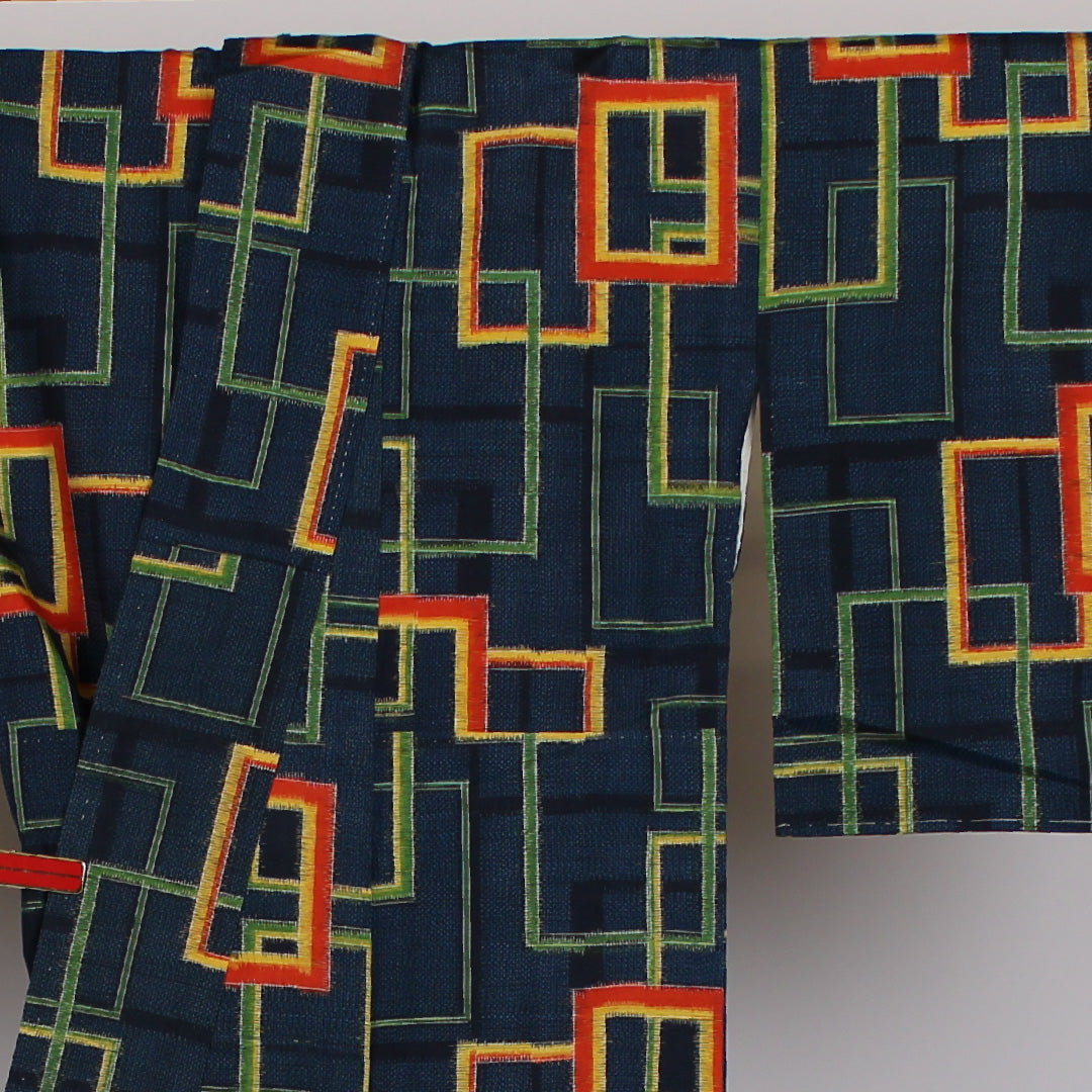 Tsumugi, Length 158cm, Sleeve length 62.5cm, Square joint, Pure silk, Excellent condition, Awase, Navy, 1116000082318
