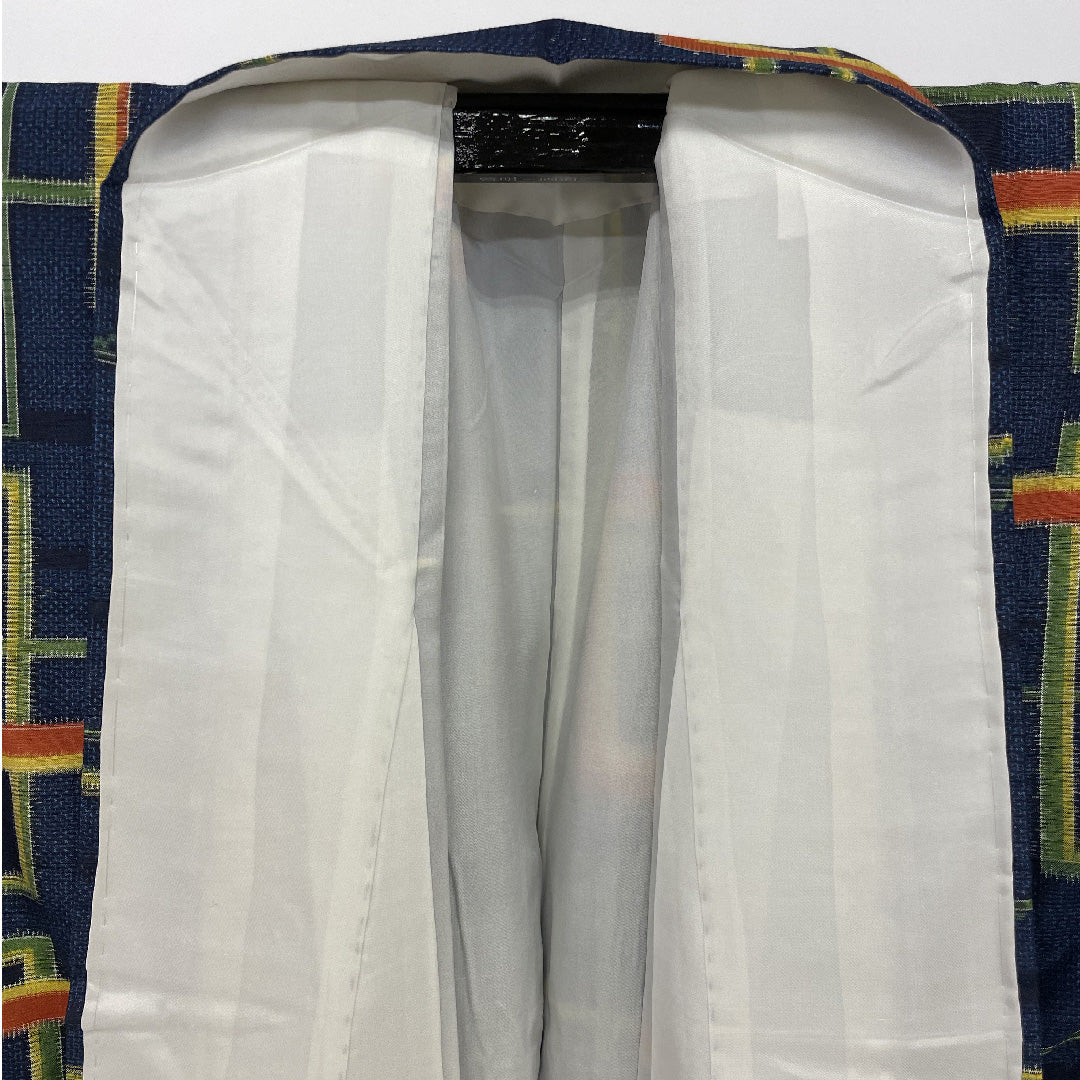 Tsumugi, Length 158cm, Sleeve length 62.5cm, Square joint, Pure silk, Excellent condition, Awase, Navy, 1116000082318