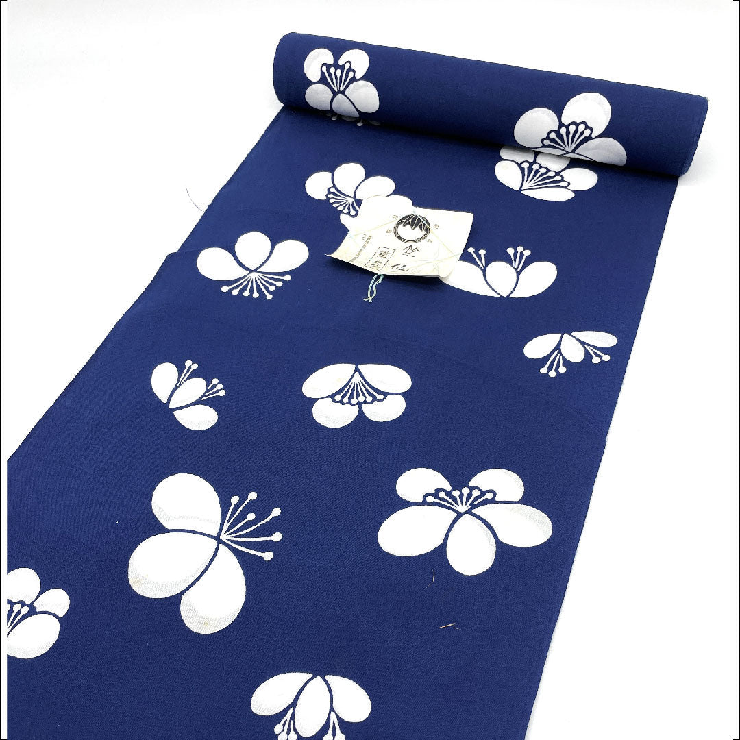 Yukata Chikusen Fabric Plum Cotton A Rank Single Layer Navy Blue 1118000443118
