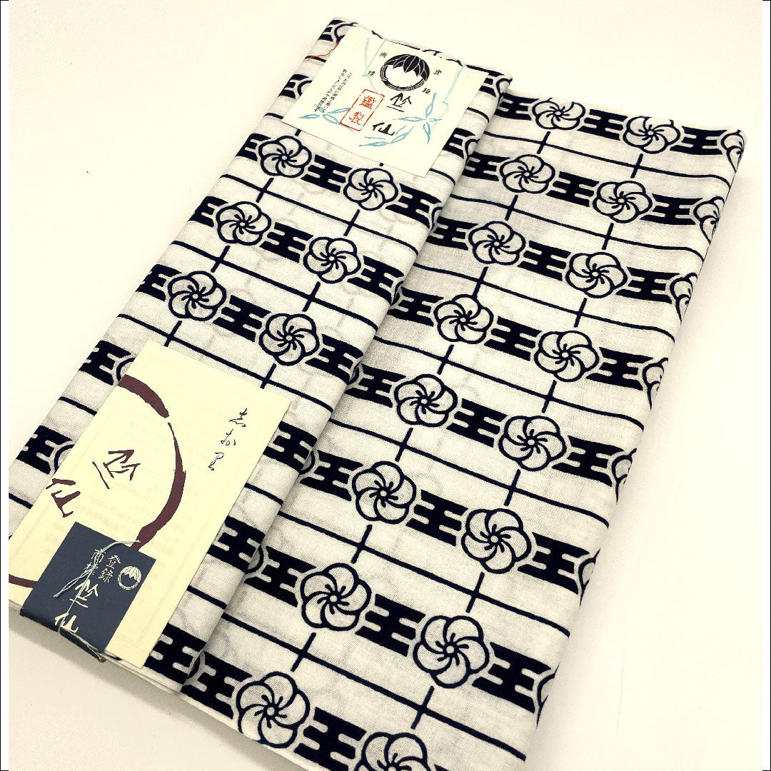 Yukata Chikusen Fabric Checkered Plum Pattern Cotton S Rank Single Layer White 1118000462111