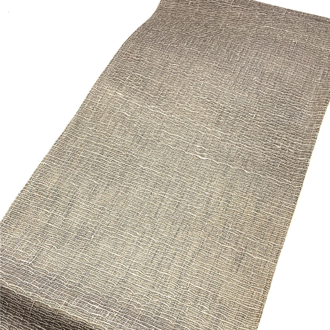 Fukuro Obi, scoop weave, geometric pattern, single layer, obi length 453cm, pure silk, S rank, point pattern, casual, gray, 1123001852422