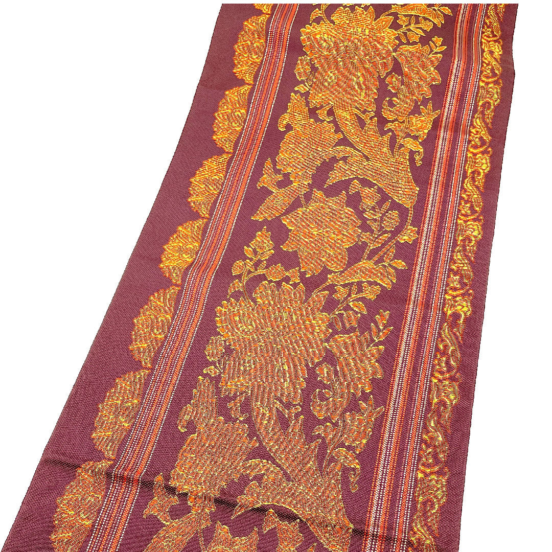 Nagoya obi with chintz pattern, obi length 359cm, pure silk, S rank, six-pass, casual, purple, 1124001182320, Nagoya style