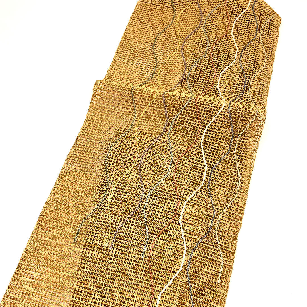 Nagoya obi, ro, tachiwaku pattern, obi length 368cm, pure silk, S rank, six-pass, casual, brown, 1124000562314, Nagoya style