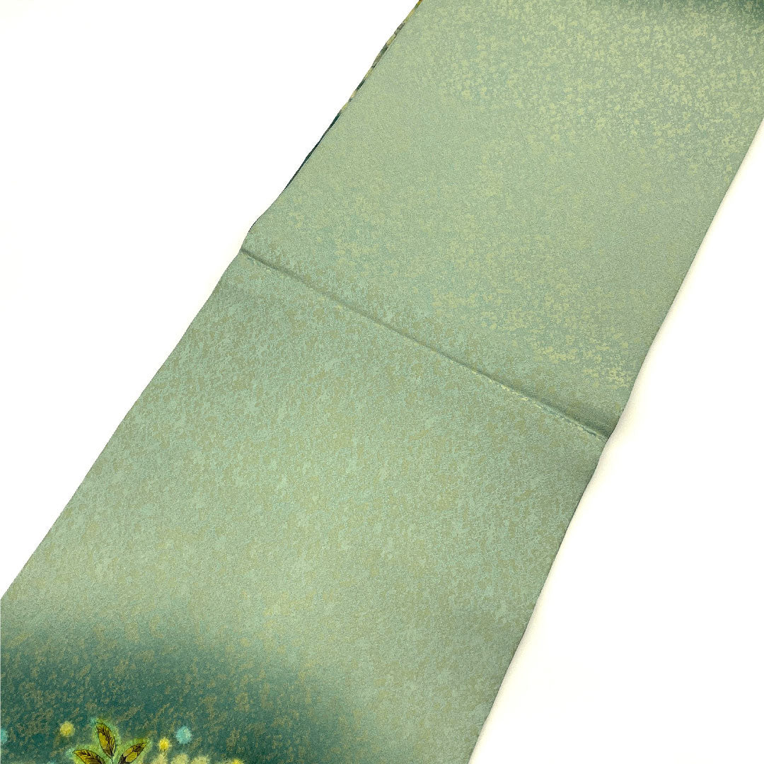 Fukuro Obi, Artist's Work, Gold Thread, Tsujigahana, Length 456cm, Pure Silk, S Rank, Point Pattern, Formal, Green, 1123001352419