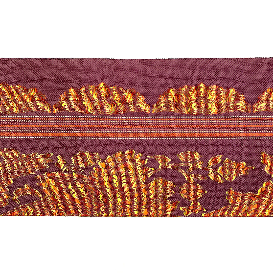 Nagoya obi with chintz pattern, obi length 359cm, pure silk, S rank, six-pass, casual, purple, 1124001182320, Nagoya style
