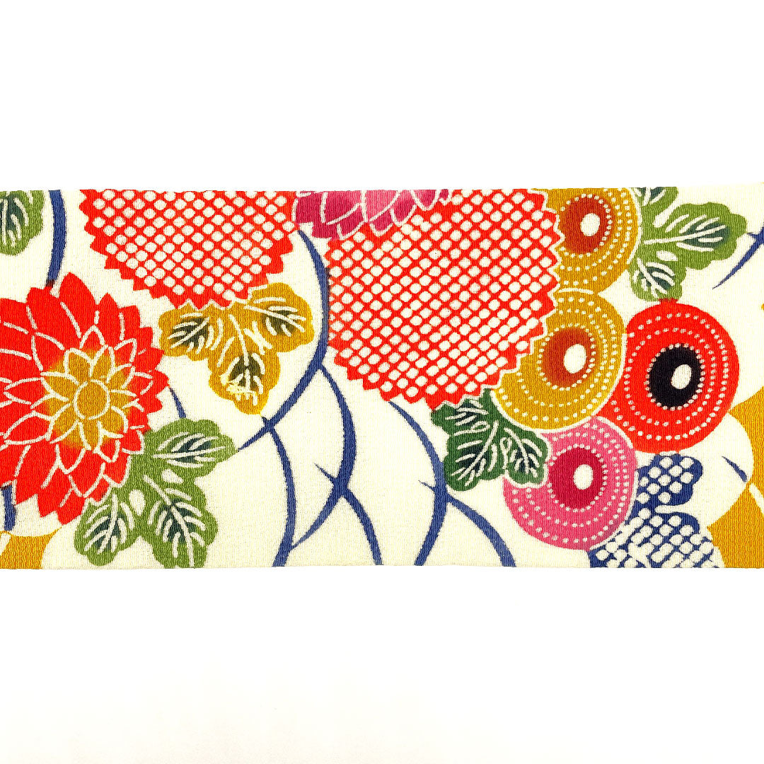 Nagoya Obi Chirimen Chrysanthemum Grass Obi Length 367cm Pure Silk S Rank Pointed Pattern Casual Yellow 1124000912323 Nagoya Style