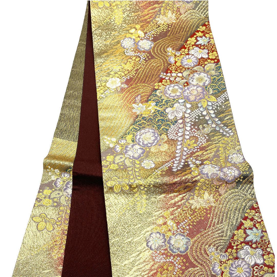 Fukuro Obi Tsujigahana Obi Length 433cm Pure Silk S Rank Six-way Formal Gold 1123001922321