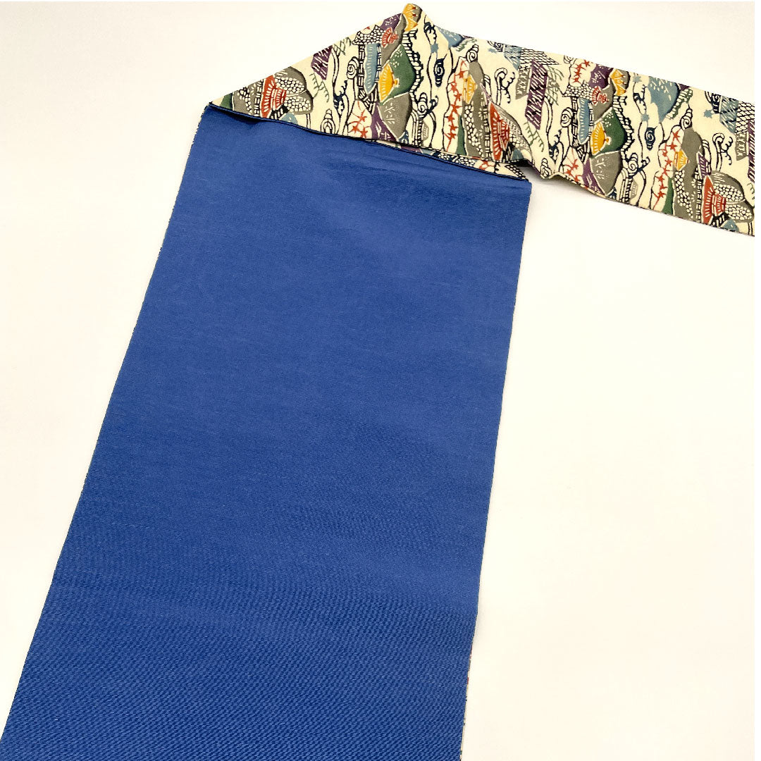 Nagoya obi, Kyoto Bingata style, stencil dyeing, obi length 354cm, pure silk, A rank, six-pass, casual, white, 1124000633311, Nagoya style