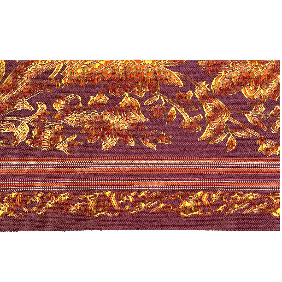 Nagoya obi with chintz pattern, obi length 359cm, pure silk, S rank, six-pass, casual, purple, 1124001182320, Nagoya style