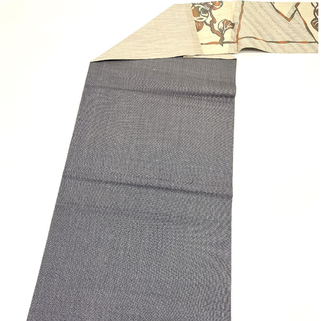 Nagoya obi, authentic Chikuzen Hakata, persimmon pattern, obi length 367cm, pure silk, S rank, six-pass, casual, brown, 1124000352314, Nagoya tailoring