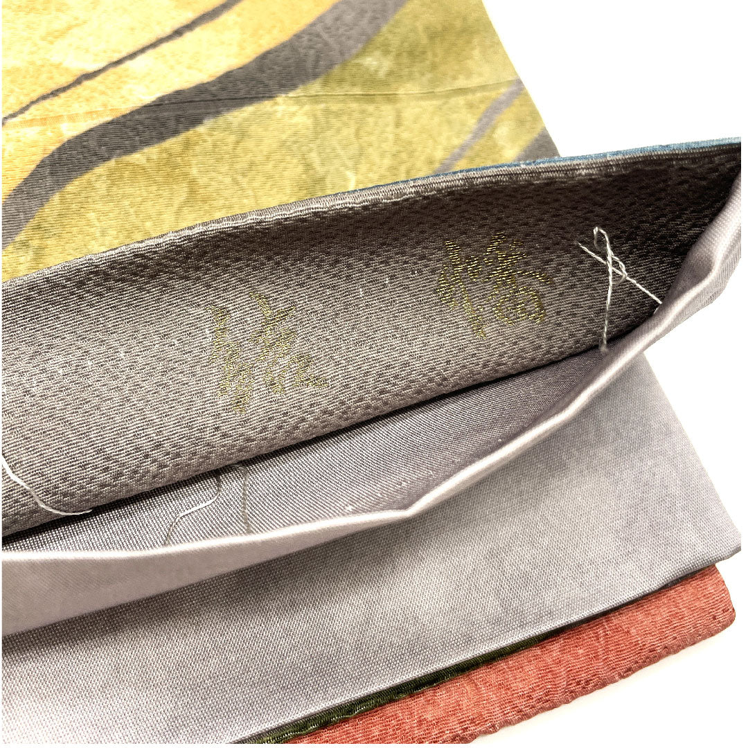 Fukuro Obi, Abstract Pattern, Colorful, Length 431cm, Pure Silk, S Rank, Full Length, Casual, Gray, 1123001722322