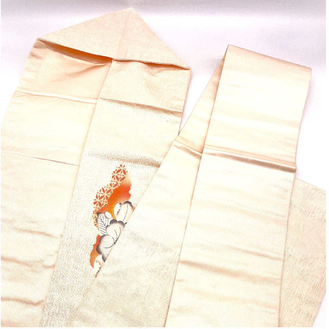 Nagoya Obi Tsujigahana Gold Embroidery Obi Length 357cm Pure Silk A Rank Point Pattern Casual Pink 1124001092313 Nagoya Made