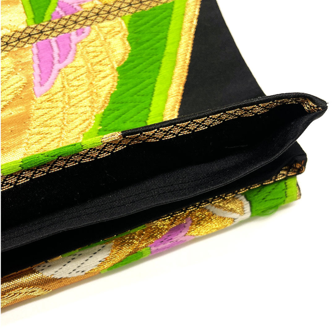 Fukuro Obi, Tachiwaku, Pine, Bird, Length 423cm, Pure Silk, S Rank, Six-pass, Formal, Black, 1123002072310