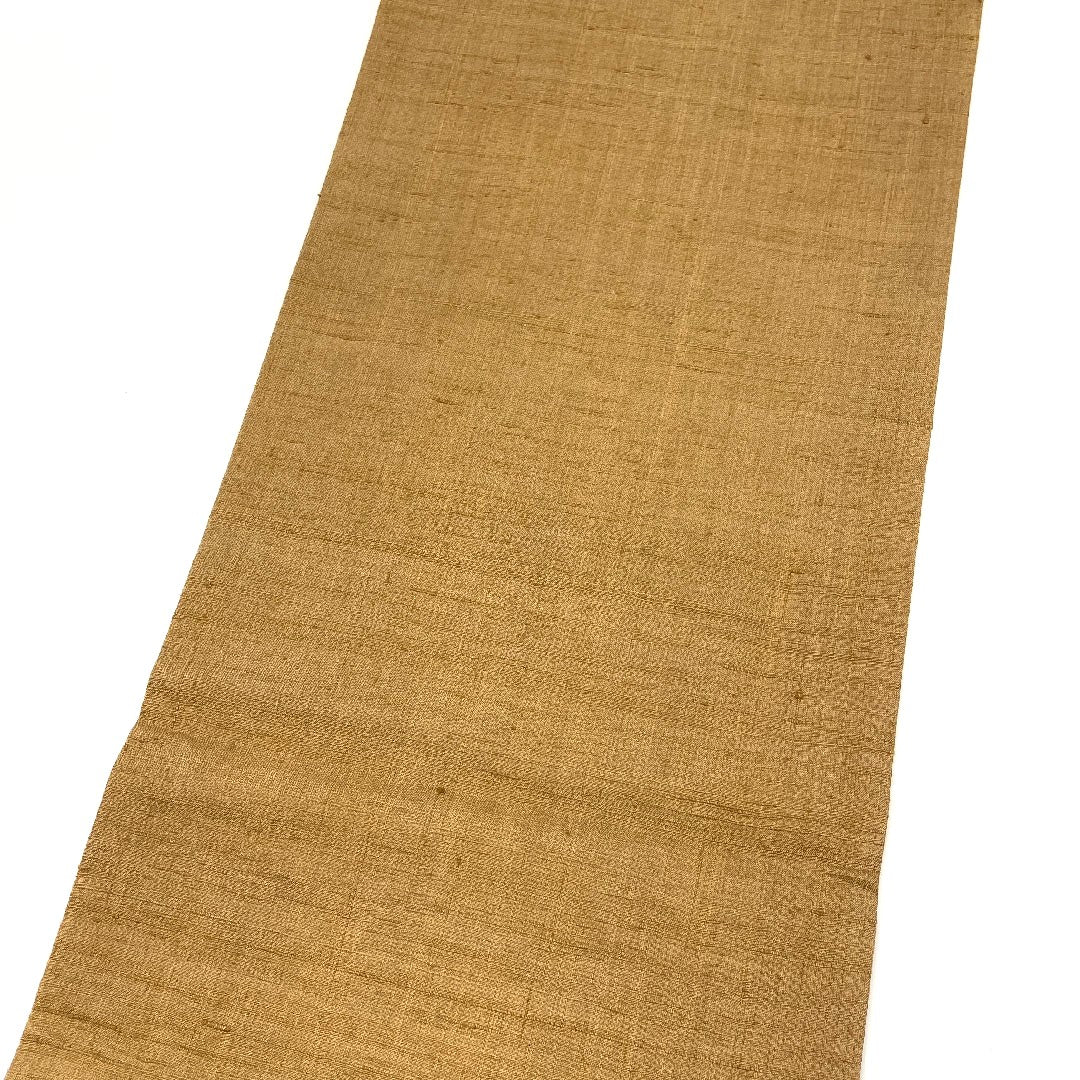 名古屋帯 生紬 雪輪 草葉模様 帯丈373cm 正絹 Sランク 六通 カジュアル 茶系 1124000322314 名古屋仕立て