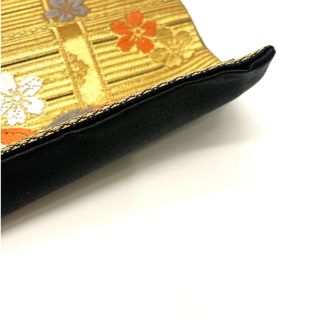 Fukuro Obi with Butterfly, Tachibana, Phoenix and Cherry Blossoms, Length 424cm, Pure Silk, S Rank, Six-way, Formal, Gold, 1123001942321