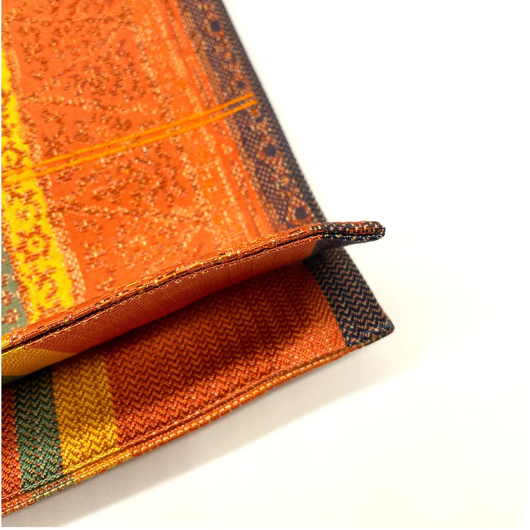 Fukuro Obi Striped Geometric Pattern Length 424cm Pure Silk S Rank Six-way Casual Vermilion 1123001702316