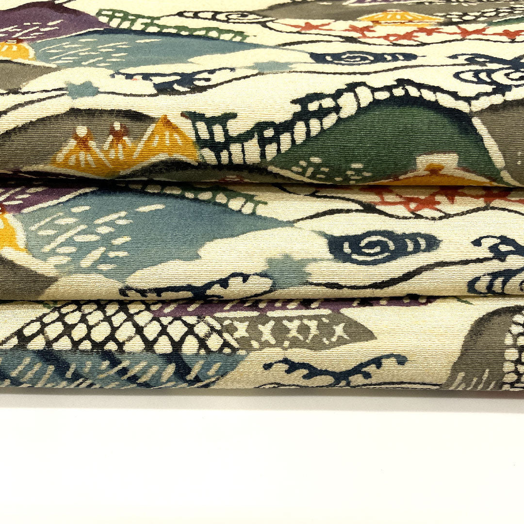 Nagoya obi, Kyoto Bingata style, stencil dyeing, obi length 354cm, pure silk, A rank, six-pass, casual, white, 1124000633311, Nagoya style