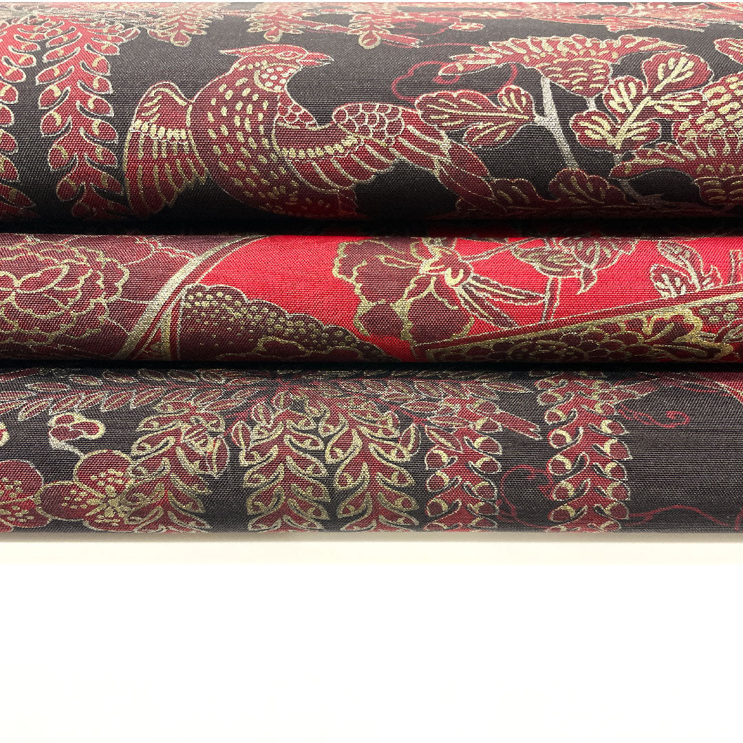 Authentic Oshima striped obi with pine, bamboo, plum and phoenix patterns, obi length 450cm, pure silk, S rank, full length, casual, red, 1123001982312